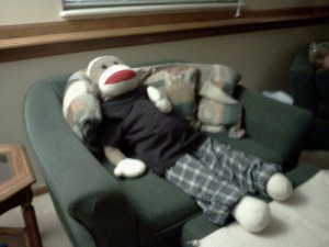 Sock Monkee Resting  after TDay Dinner