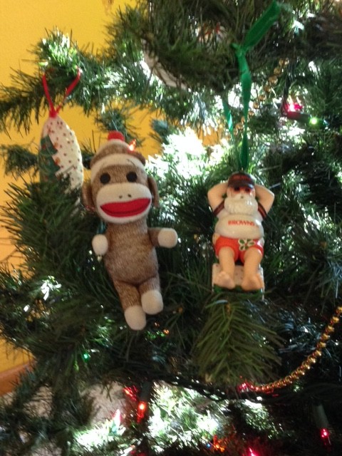 Sock in Christmas Tree with the Browns Santa